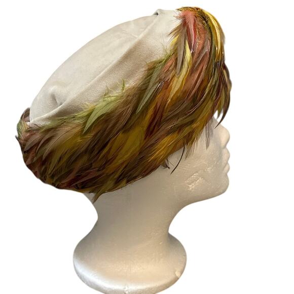 Vintage Evelyn Varon exclusive made in USA feather trim hat - Picture 2 of 9